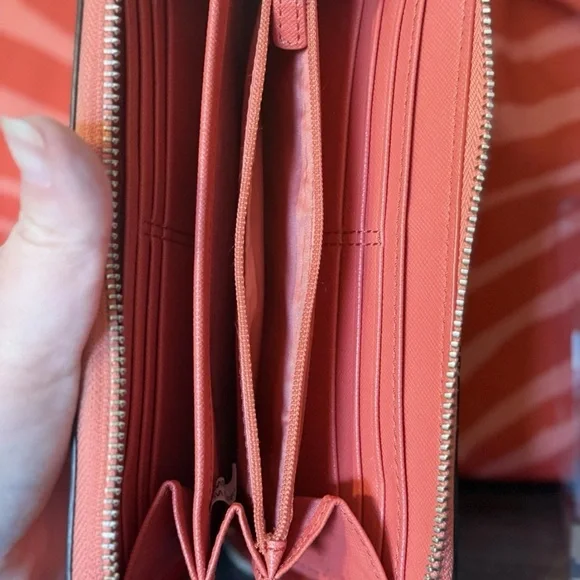 COACH Signature Devin Zebra Print Orange Coral Tote F24022 & Wallet/coin/scarf! - Picture 5 of 16